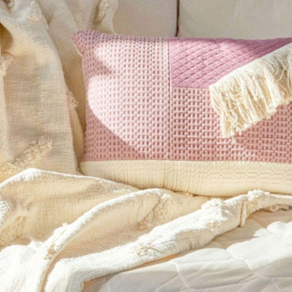 BNIP summer & rose Purple and White Lumbar Pillow